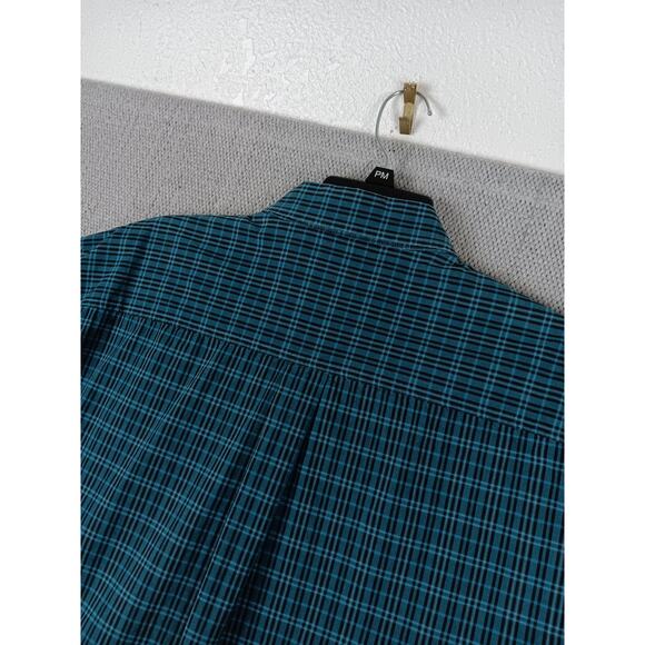 Cinch Western Shirt Mens XXL Turquoise & Navy Plaid Button Down Cowboy Logo - Picture 7 of 10